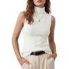 imageArachampCloz Womens Wool Blend Slim Fit Soft Turtleneck Casual Tank Tops AllSeasonOffwhite