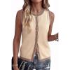 imageArachampCloz Womens 100 Cotton Crewneck Business Casual Contrast Trim Button Front Sweater Vests 2026Apricot