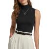 imageArachampCloz Womens Wool Blend Slim Fit Soft Turtleneck Casual Tank Tops AllSeasonBlack