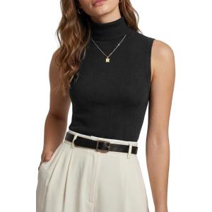 imageArachampCloz Womens Wool Blend Slim Fit Soft Turtleneck Casual Tank Tops AllSeasonBlack