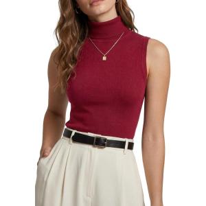 imageArachampCloz Womens Wool Blend Slim Fit Soft Turtleneck Casual Tank Tops AllSeasonBurgundy