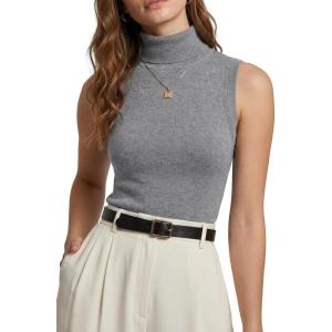 imageArachampCloz Womens Wool Blend Slim Fit Soft Turtleneck Casual Tank Tops AllSeasonGrey