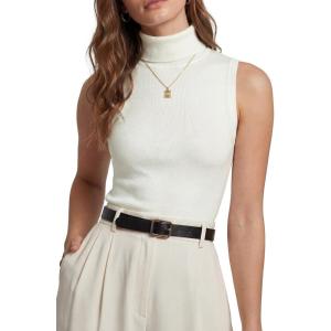 imageArachampCloz Womens Wool Blend Slim Fit Soft Turtleneck Casual Tank Tops AllSeasonOffwhite
