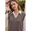 image:imageArachampCloz Womens Wool Blend Relaxed Fit Sleeveless Sweater Vest V Neck Office Work Casual Tops 2026Coffee