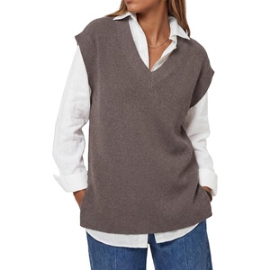 image:imageArachampCloz Womens Wool Blend Relaxed Fit Sleeveless Sweater Vest V Neck Office Work Casual Tops 2026Coffee