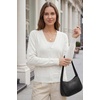 image:imageArachampCloz Womens 100 Cotton Regular Fit V Neck Button Up Cardigan Sweaters All Season Work TopsAwhite