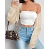 image:imageArachampCloz Womens Wool Blend Bolero Shrug Spring Fashion Cropped Cardigans 2026Apricot
