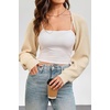 image:imageArachampCloz Womens Wool Blend Bolero Shrug Spring Fashion Cropped Cardigans 2026Apricot