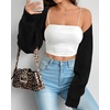 image:imageArachampCloz Womens Wool Blend Bolero Shrug Spring Fashion Cropped Cardigans 2026Black
