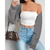 image:imageArachampCloz Womens Wool Blend Bolero Shrug Spring Fashion Cropped Cardigans 2026Grey