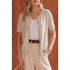 image:imageArachampCloz Womens Wool Blend Cropped Lightweight Short Sleeve Summer Business Casual Cardigan TopsAapricot