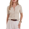 image:imageArachampCloz Womens Wool Blend Cropped Lightweight Short Sleeve Summer Business Casual Cardigan TopsAapricot