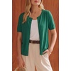image:imageArachampCloz Womens Wool Blend Cropped Lightweight Short Sleeve Summer Business Casual Cardigan TopsAteal