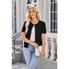 image:imageArachampCloz Womens Wool Blend Cropped Lightweight Short Sleeve Summer Business Casual Cardigan TopsBlack