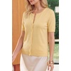 image:imageArachampCloz Womens Wool Blend Cropped Lightweight Short Sleeve Summer Business Casual Cardigan TopsCream Yellow