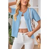 image:imageArachampCloz Womens Wool Blend Cropped Lightweight Short Sleeve Summer Business Casual Cardigan TopsLight Blue