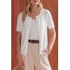 image:imageArachampCloz Womens Wool Blend Cropped Lightweight Short Sleeve Summer Business Casual Cardigan TopsOffwhite