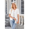image:imageArachampCloz Womens Wool Blend Cropped Lightweight Short Sleeve Summer Business Casual Cardigan TopsWhite