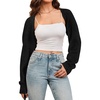 image:imageArachampCloz Womens Wool Blend Bolero Shrug Spring Fashion Cropped Cardigans 2026Black