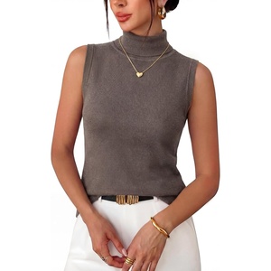 image:imageArachampCloz Womens Wool Blend Slim Fit Soft Turtleneck Business Casual Tank TopsCoffee