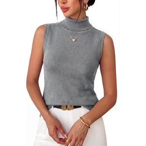 image:imageArachampCloz Womens Wool Blend Slim Fit Soft Turtleneck Business Casual Tank TopsGrey