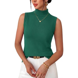 image:imageArachampCloz Womens Wool Blend Slim Fit Soft Turtleneck Business Casual Tank TopsTeal