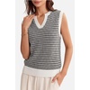 image:imageArachampCloz Womens 100 Cotton Regular Fit Polo V Neck Striped Sweater Vest Casual Tops 2026Black