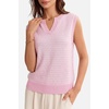 image:imageArachampCloz Womens 100 Cotton Regular Fit Polo V Neck Striped Sweater Vest Casual Tops 2026Light Pink