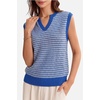 image:imageArachampCloz Womens 100 Cotton Regular Fit Polo V Neck Striped Sweater Vest Casual Tops 2026Royal Blue