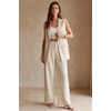 image:imageArachampCloz Womens Linen Blend Wide Leg Pants AllSeason Work Dress TrousersApricot
