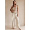 image:imageArachampCloz Womens Linen Blend Wide Leg Pants AllSeason Work Dress TrousersApricot