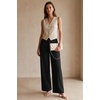 image:imageArachampCloz Womens Linen Blend Wide Leg Pants AllSeason Work Dress TrousersBlack