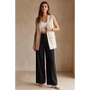 image:imageArachampCloz Womens Linen Blend Wide Leg Pants AllSeason Work Dress TrousersBlack