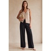 image:imageArachampCloz Womens Linen Blend Wide Leg Pants AllSeason Work Dress TrousersBlack