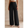 image:imageArachampCloz Womens Linen Blend Wide Leg Pants AllSeason Work Dress TrousersBlack
