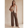 image:imageArachampCloz Womens Linen Blend Wide Leg Pants AllSeason Work Dress TrousersCoffee