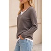 image:imageArachampCloz Womens Wool Blend Patchwork V Neck Casual Sweater TopsCoffee