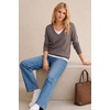 image:imageArachampCloz Womens Wool Blend Patchwork V Neck Casual Sweater TopsCoffee