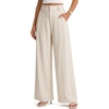 image:imageArachampCloz Womens Linen Blend Wide Leg Pants AllSeason Work Dress TrousersApricot