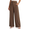 image:imageArachampCloz Womens Linen Blend Wide Leg Pants AllSeason Work Dress TrousersCoffee