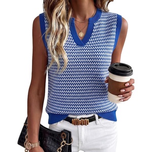 image:imageArachampCloz Womens 100 Cotton Regular Fit Polo V Neck Striped Sweater Vest Casual Tops 2026Royal Blue