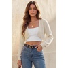 image:imageArachampCloz Womens 100 Cotton Bolero Shrug V Neck Cropped Cardigan Waffle Knit SweatersApricot
