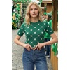 image:imageArachampCloz Womens Lightweight Wool Blend Short Sleeve Sweater Top Business CasualFour Leaf Clover
