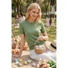 image:imageArachampCloz Womens Lightweight Wool Blend Short Sleeve Sweater Top Business CasualLight Green Heart