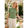 image:imageArachampCloz Womens Lightweight Wool Blend Short Sleeve Sweater Top Business CasualLight Green Heart