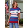 image:imageArachampCloz Womens Lightweight Wool Blend Short Sleeve Sweater Top Business CasualRed  White and Blue