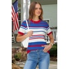 image:imageArachampCloz Womens Lightweight Wool Blend Short Sleeve Sweater Top Business CasualRed  White and Blue
