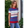 image:imageArachampCloz Womens Lightweight Wool Blend Short Sleeve Sweater Top Business CasualRed  White and Blue