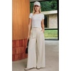 image:imageArachampCloz Womens Linen Blend Wide Leg Palazzo Pants AllSeason Business Casual Outfits Dress TrousersApricot