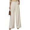 image:imageArachampCloz Womens Linen Blend Wide Leg Palazzo Pants AllSeason Business Casual Outfits Dress TrousersApricot